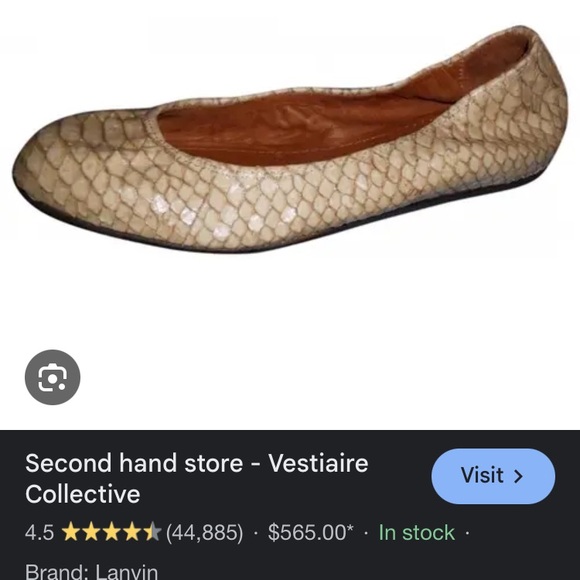 Lanvin pinkish tan genuine Python Ballerina Flats luxury designer size 8 - Picture 2 of 3